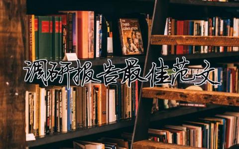 调研报告最佳范文2024 调研报告最佳范文2024年版（精选合集10篇）